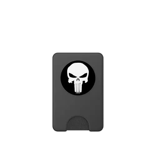 Marvel The Punisher Skull PopSockets PopWallet for MagSafe | Officially Licensed Black Cell Phone Grip with Swappable Top thumbnail 2