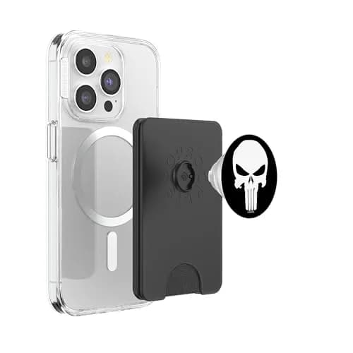 Marvel The Punisher Skull PopSockets PopWallet for MagSafe | Officially Licensed Black Cell Phone Grip with Swappable Top thumbnail 3