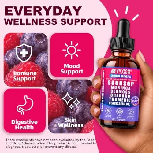 Vyxion Soursop Bitters Liquid Drops 2 Fl Oz | 10-in-1 Herbal Extracts for Overall Wellness thumbnail 3