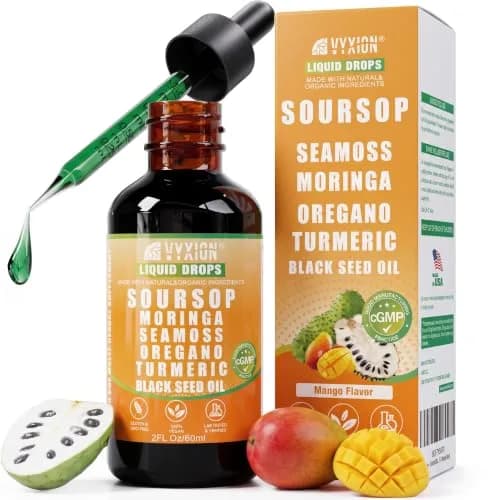 Vyxion Soursop Bitters Liquid Drops 2 Fl Oz Mango | 10-in-1 Herbal Extracts for Overall Wellness thumbnail 1