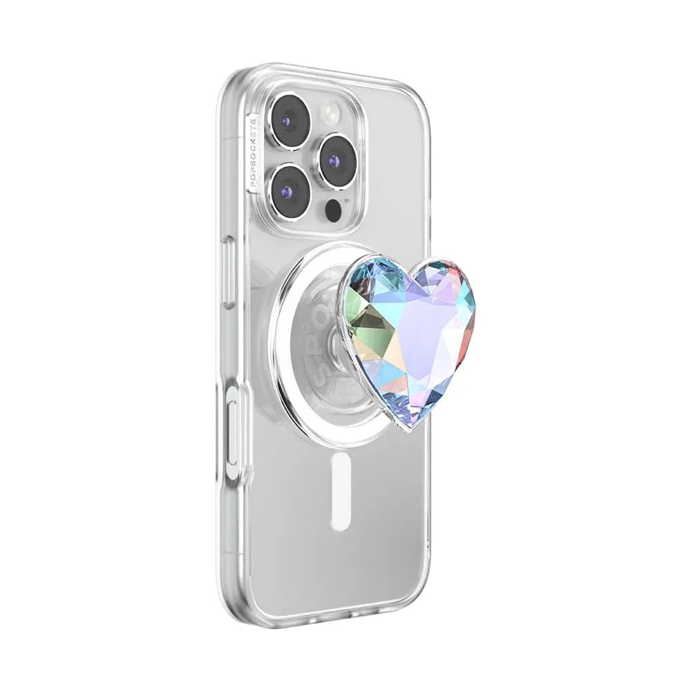 PopSockets Phone Grip for MagSafe Iridescent Dichroic Heart | Secure Magnetic Holder & Stand