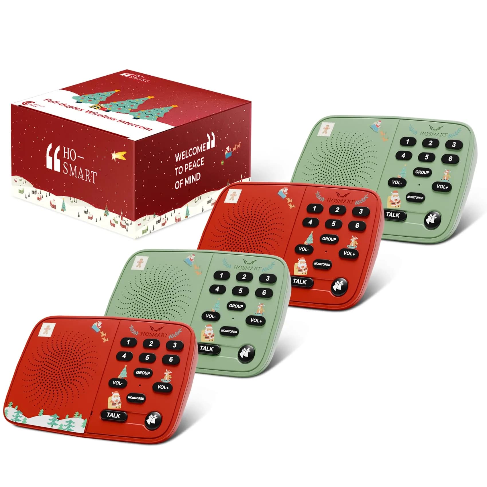 HOSMART UltraSpeak Wireless Intercom System with 4 Stations | Clear Sound & 1300 Ft Range for Home & Business