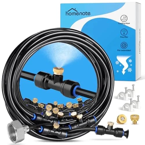 homenote Misting Cooling System 98FT (30M) Pre-Assembled Mister Kit with 27 Brass Nozzles & 3/4" Brass Adapter thumbnail 1