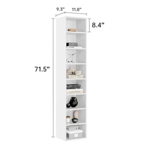 MXV 71.5" Tall Narrow Bookshelf 8-Tier Cube Display Rack for Home Office thumbnail 2