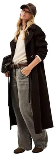 ba&sh Kate Coat, Chocolat, Size 3 | Long Wool Blend Coat with Tie Belt (70-120 chars) thumbnail 1