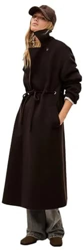 ba&sh Kate Coat, Chocolat, Size 3 | Long Wool Blend Coat with Tie Belt (70-120 chars) thumbnail 2