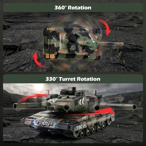 Supdex 1:24 Scale RC Army Tank with Smoke & BB Shooting | Ages 8-12 thumbnail 6