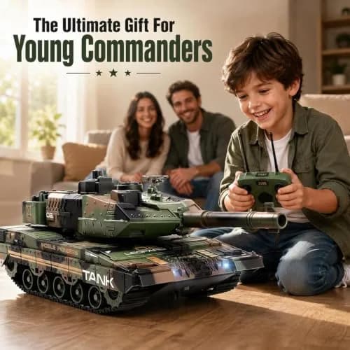 Supdex 1:24 Scale RC Army Tank with Smoke & BB Shooting | Ages 8-12 thumbnail 7