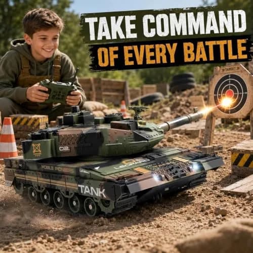 Supdex 1:24 Scale RC Army Tank with Smoke & BB Shooting | Ages 8-12 thumbnail 2