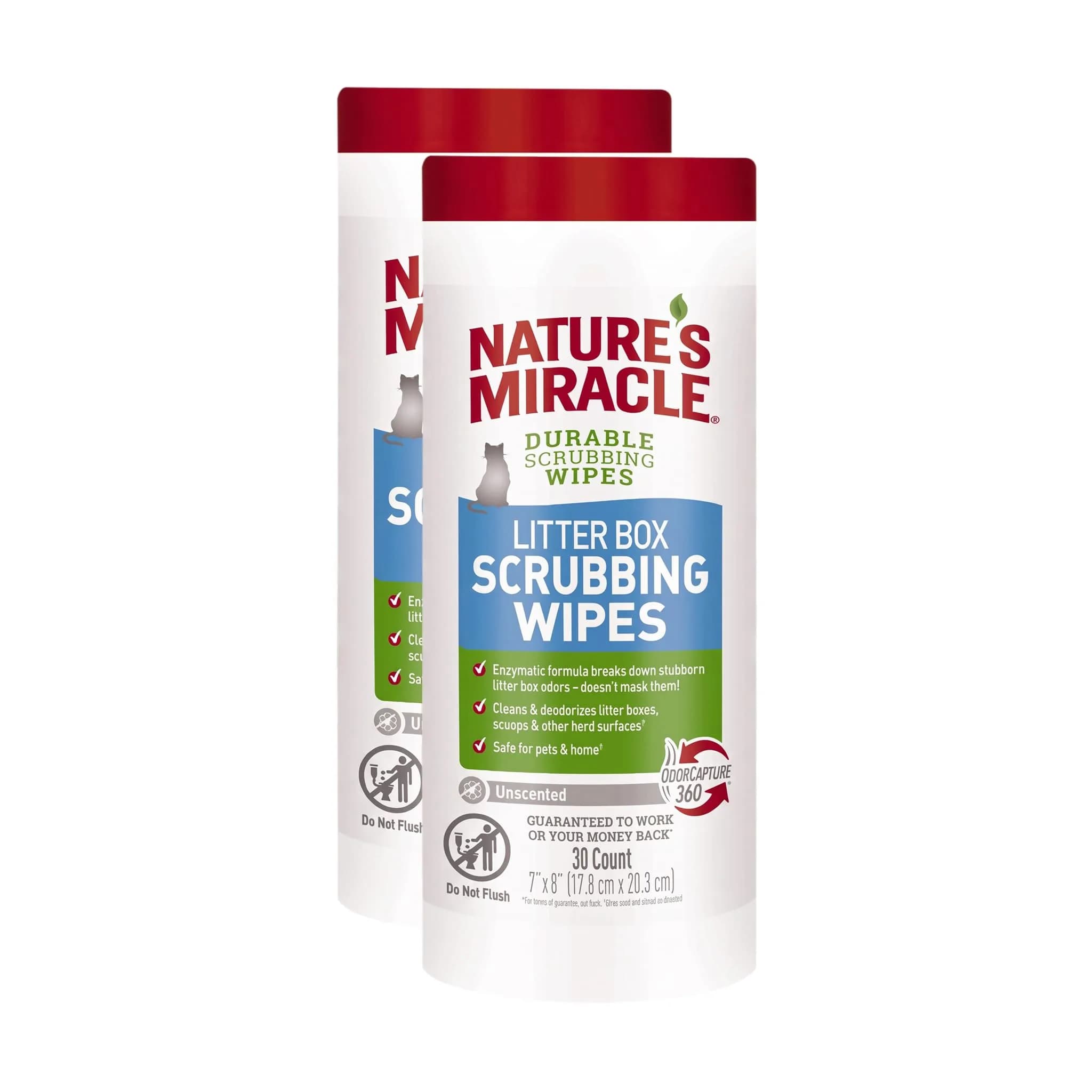 Nature’s Miracle Litter Box Scrubbing Wipes 30Ct Pack of 2 | Odor & Mess Breaker