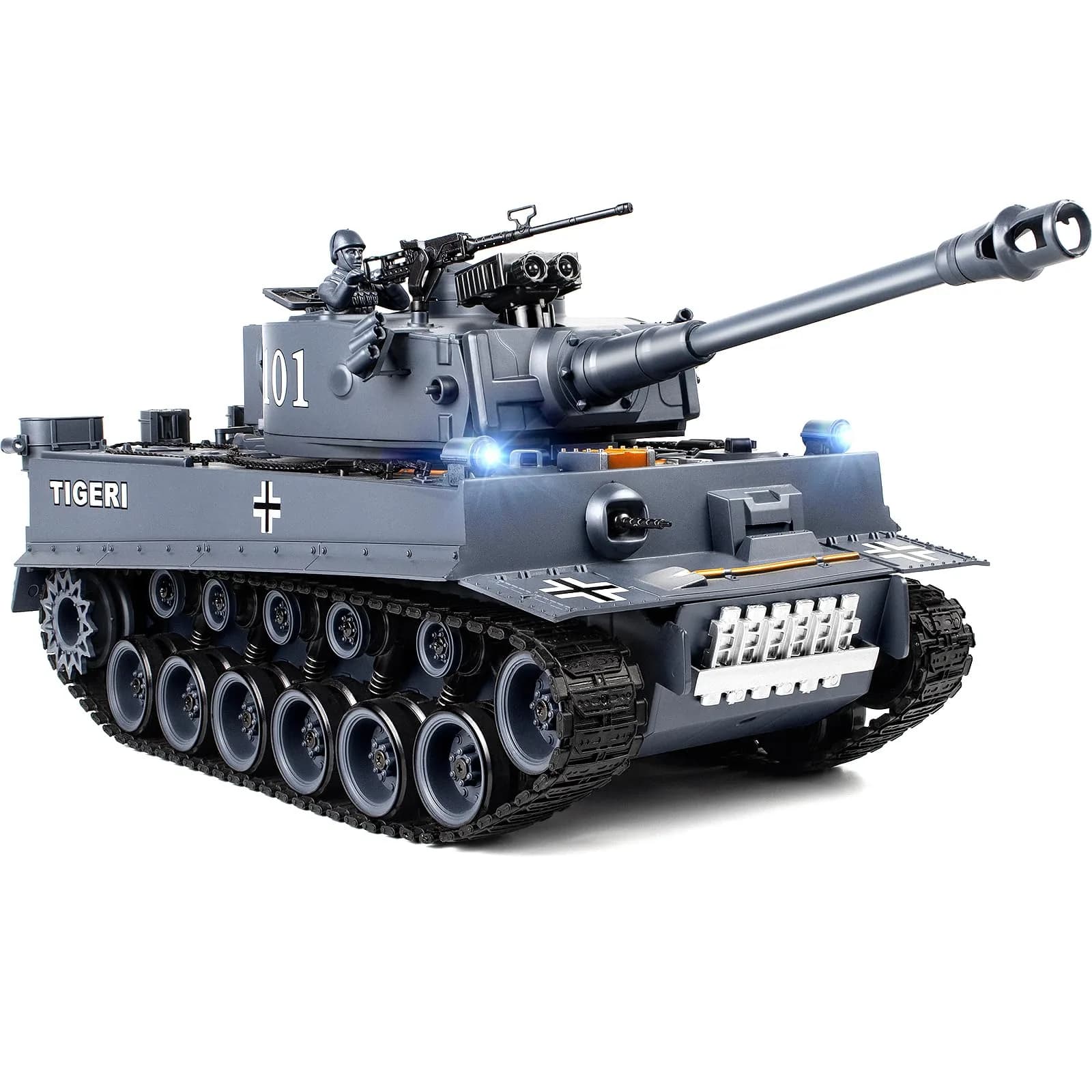 Supdex 1:18 RC Tank with Smoke, Lights & Sound | German Tiger I Military Model for Kids & Adults