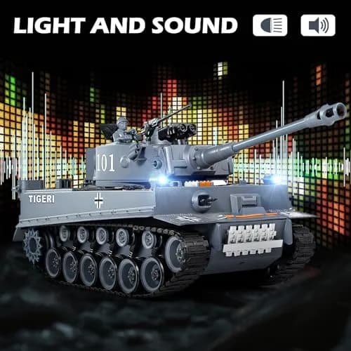 Supdex 1:18 RC Tank with Smoke, Lights & Sound | German Tiger I Military Model for Kids & Adults thumbnail 3