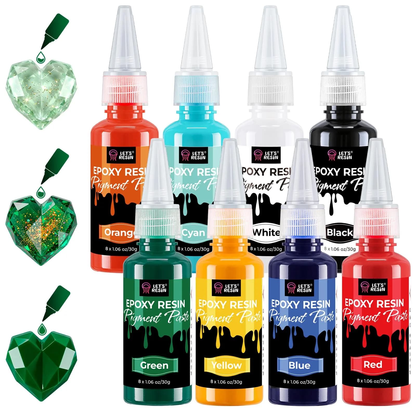 LET'S RESIN 8-Color Resin Pigment Paste Set 3.92ml (Pack of 8) | Concentrated Epoxy Dye for Translucent to Opaque Effects - main product image