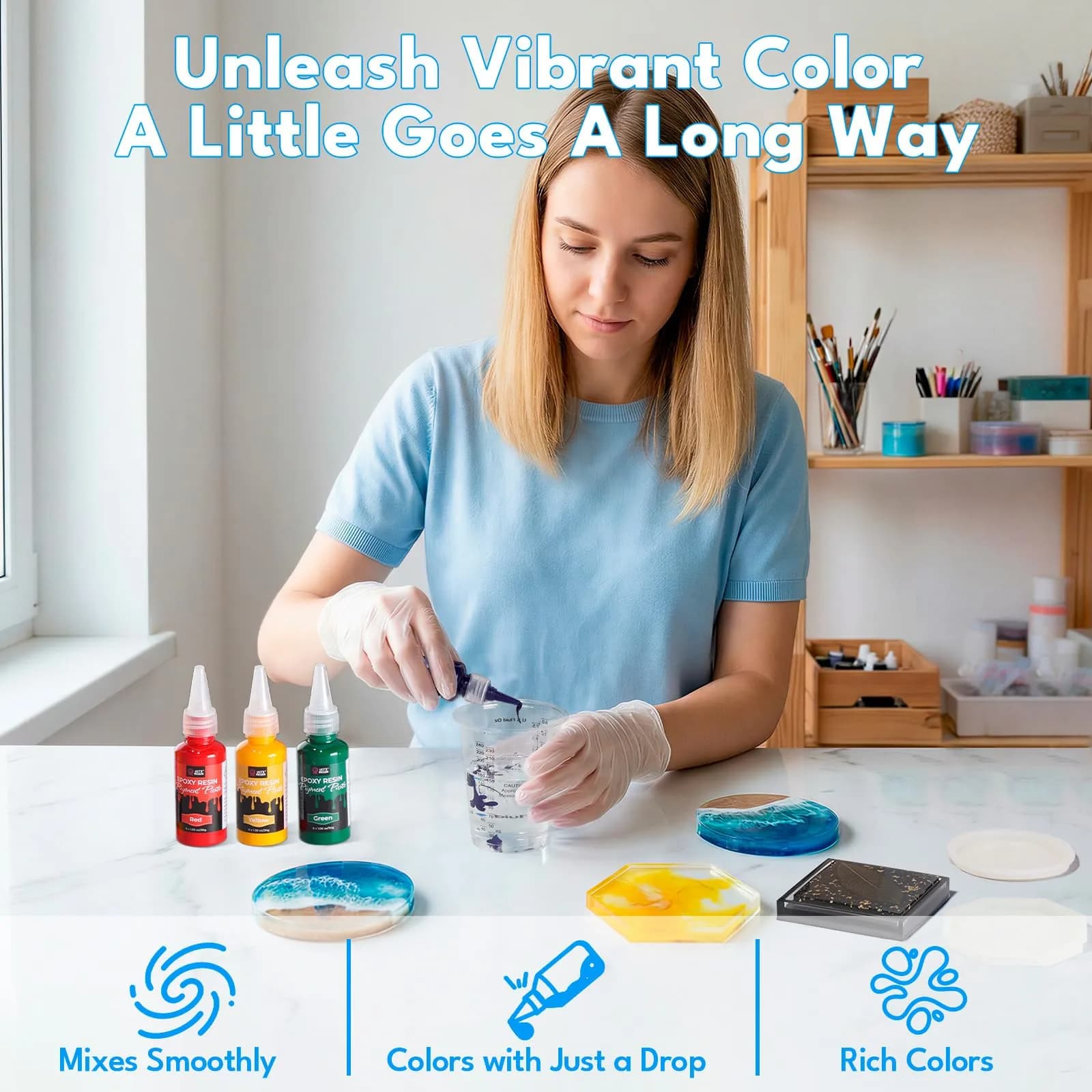 LET'S RESIN 8-Color Resin Pigment Paste Set 3.92ml (Pack of 8) | Concentrated Epoxy Dye for Translucent to Opaque Effects - view 4