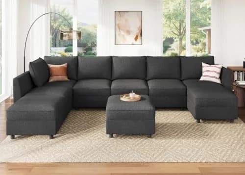 HONBAY Modular Sectional Sofa with Storage Linen Grey | Flexible, Expandable, Pet-Friendly (70-120 chars) thumbnail 1
