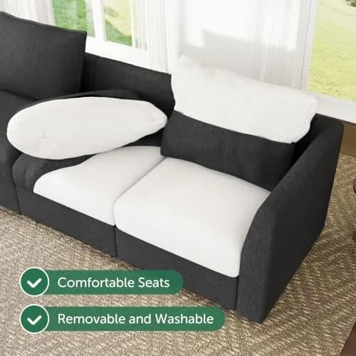 HONBAY Modular Sectional Sofa with Storage Linen Grey | Flexible, Expandable, Pet-Friendly (70-120 chars) thumbnail 6