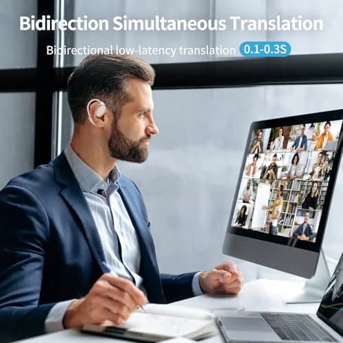 BeskooHome Two Way Language Translator Earbuds White | 150 Languages Real-time Translation for Travel, Business, Learning thumbnail 2