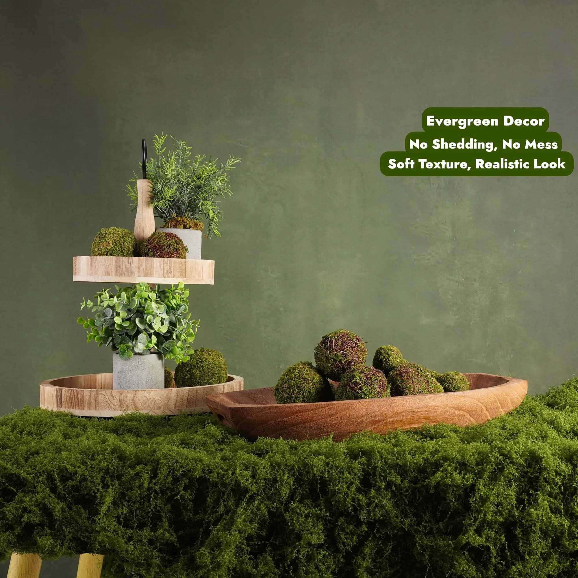 BYHER Artificial Moss Mat 100x100cm (39"x39") | Realistic Green Nylon Crafting Sheet for Decor - view 5