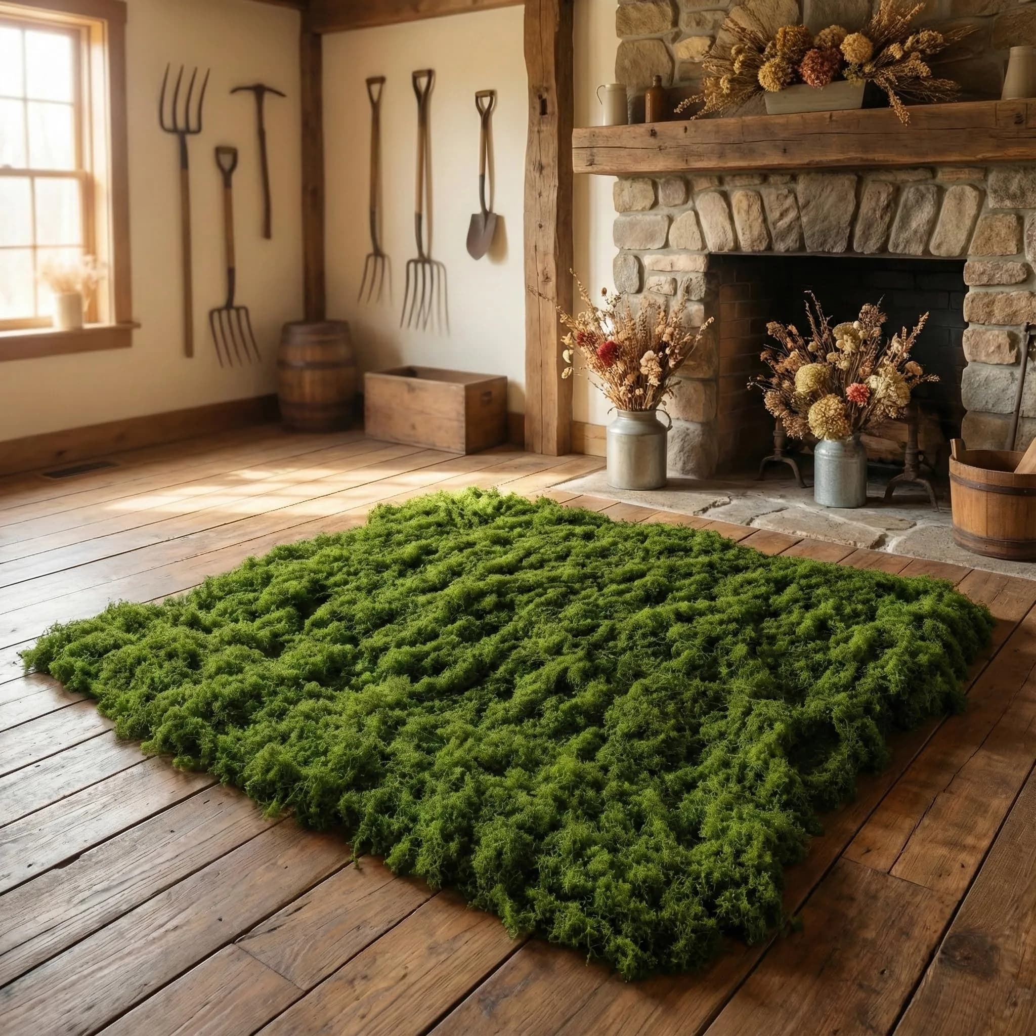 BYHER Artificial Moss Mat 100x100cm (39"x39") | Realistic Green Nylon Crafting Sheet for Decor - view 8