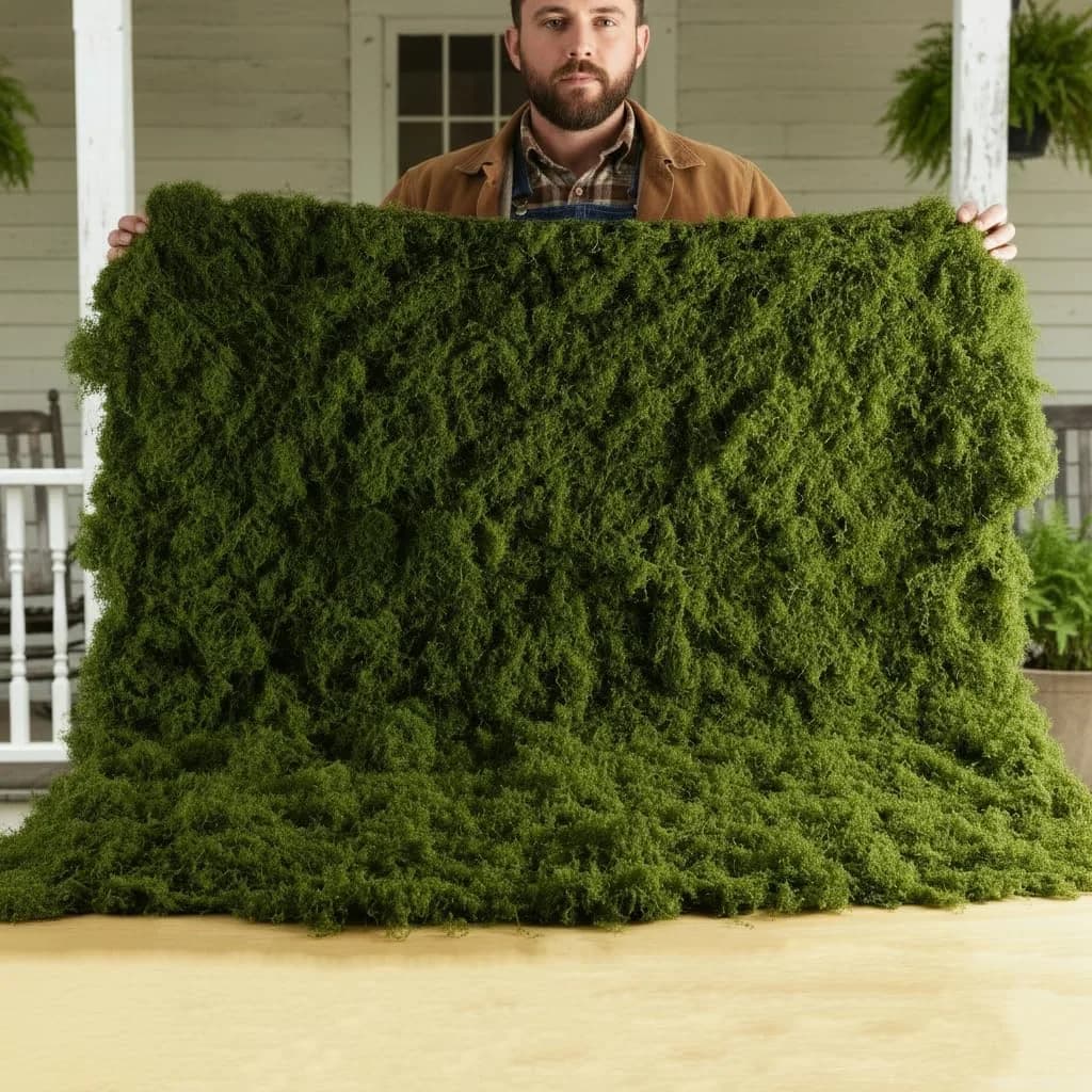 BYHER Artificial Moss Mat 100x100cm (39"x39") | Realistic Green Nylon Crafting Sheet for Decor - view 2