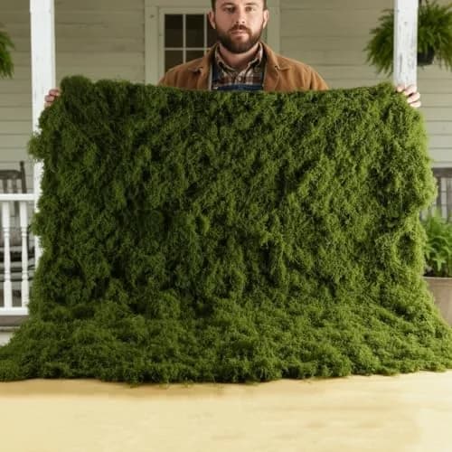 BYHER Artificial Moss Mat 100x100cm (39"x39") | Realistic Green Nylon Crafting Sheet for Decor thumbnail 2