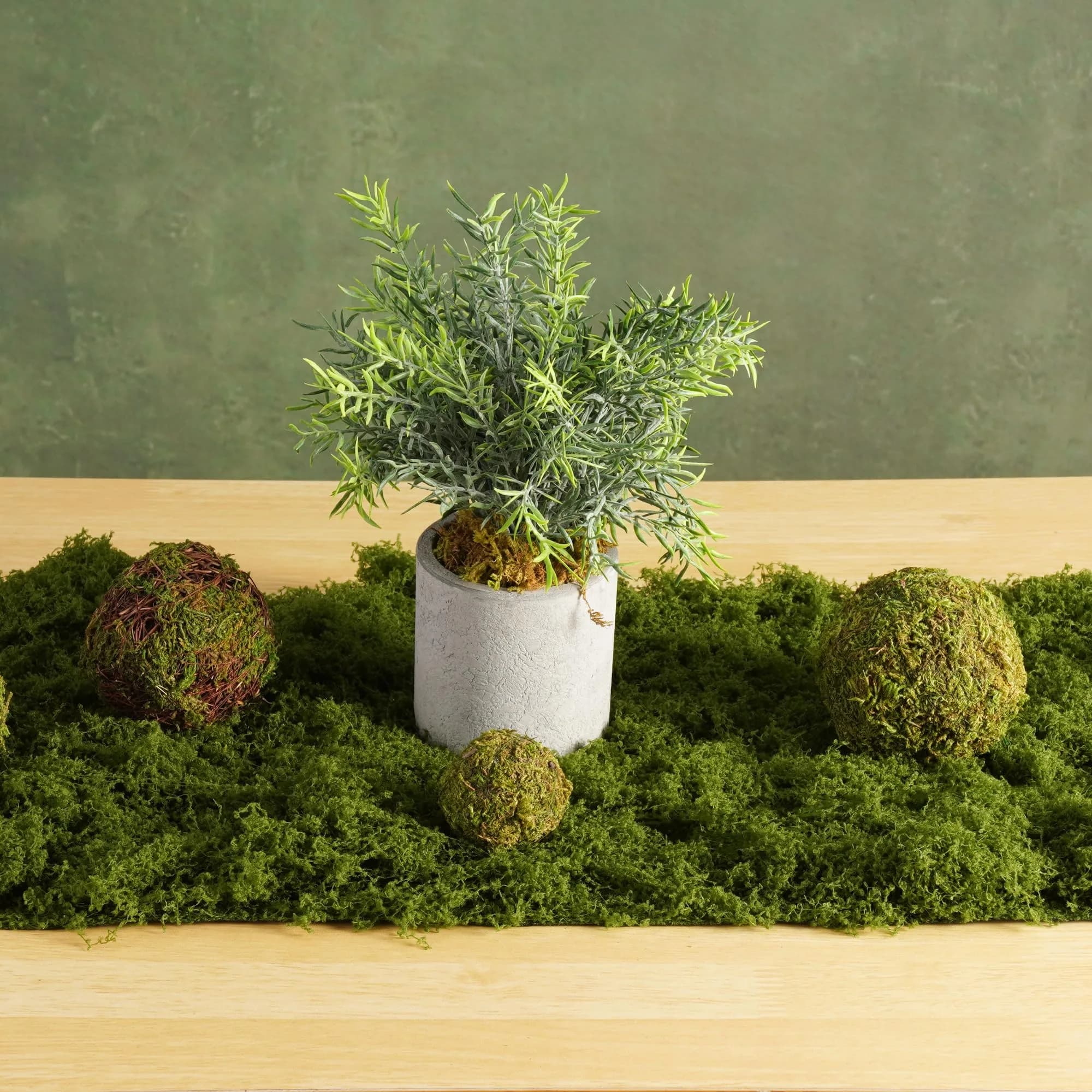 BYHER Artificial Moss Mat 30x180cm (12"x71") | Realistic Green Nylon Table Runner for Crafts & Decor - view 9