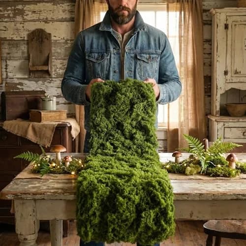 BYHER Artificial Moss Mat 30x180cm (12"x71") | Realistic Green Nylon Table Runner for Crafts & Decor thumbnail 2
