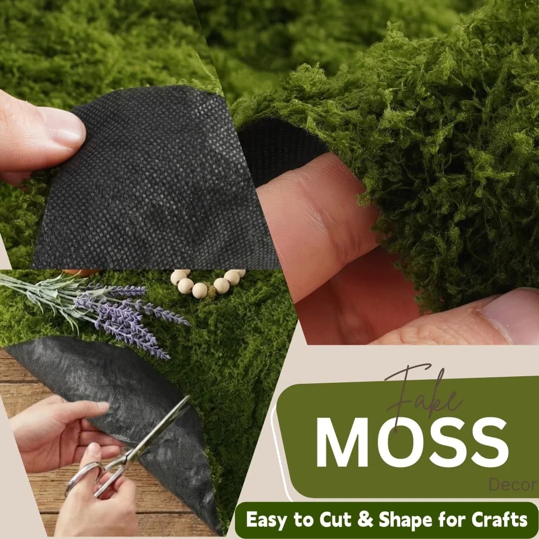BYHER Artificial Moss Mat 30x180cm (12"x71") | Realistic Green Nylon Table Runner for Crafts & Decor - view 4