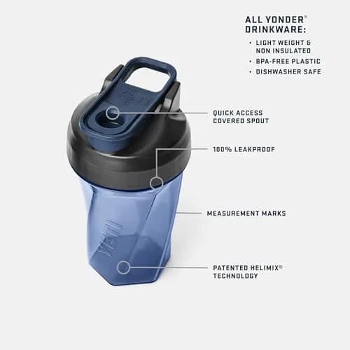 YETI Yonder Helimix Vortex Blender Shaker Bottle 600ml (20oz) | Patented Vortex Mixing | USA Made | Portable Pre Workout Protein Drink Cup | Dishwasher Safe, Navy thumbnail 3