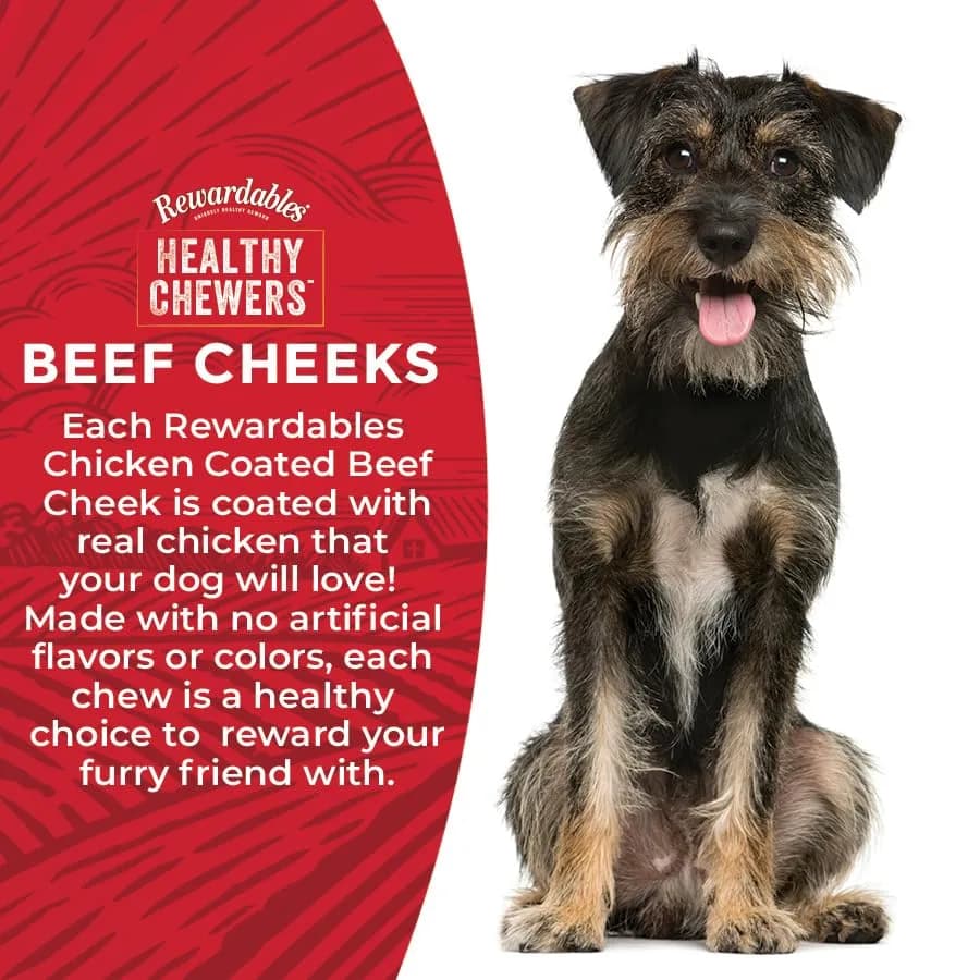 Rewardables Chicken Coated Beef Cheek Rolls for Dogs, 5 Inch, 5 Pack | Long Lasting, Supports Dental Health thumbnail 4