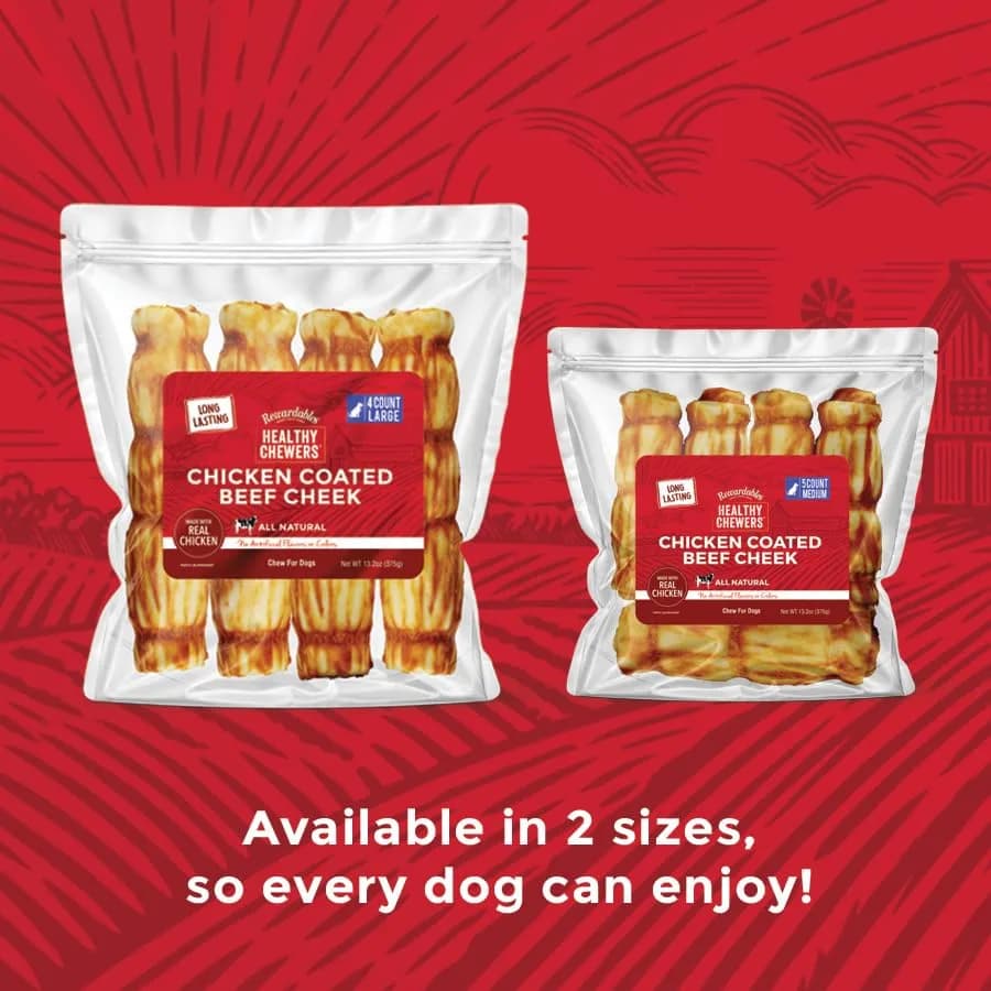 Rewardables Chicken Coated Beef Cheek Rolls for Dogs, 5 Inch, 5 Pack | Long Lasting, Supports Dental Health thumbnail 6