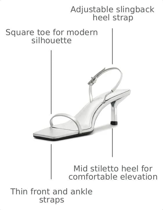 SCHUTZ Judith Slingback Sandal, Silver, 9.5 | Modern Square Toe & Mid Heel thumbnail 3
