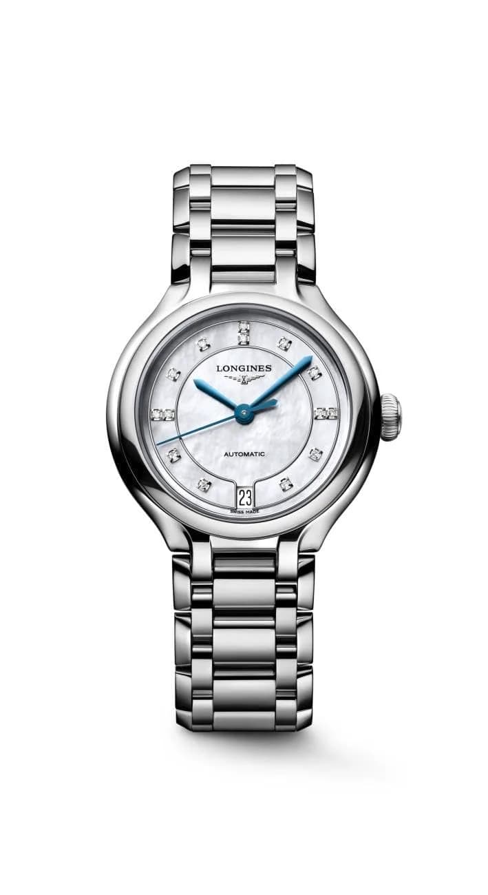 Longines Primaluna Automatic Watch 34mm | Elegant Feminine Design with 5-Year Warranty — White mother-of-pearl