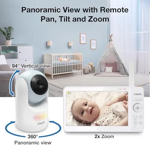 VTech Advanced Max Baby Monitor with 7" IPS Screen & 5000mAh Battery | No WiFi, 360° Pan Tilt Zoom, 2-Way Talk thumbnail 4