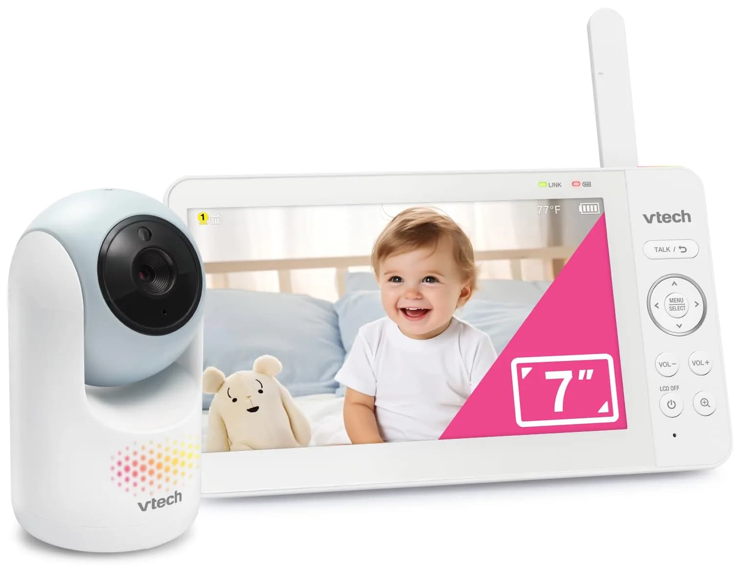 VTech Advanced Max Baby Monitor with 7" IPS Screen & 5000mAh Battery | No WiFi, 360° Pan Tilt Zoom, 2-Way Talk - main product image