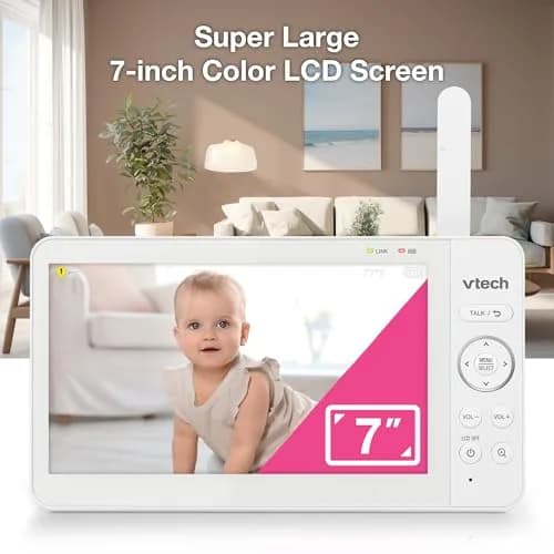 VTech Advanced Max Baby Monitor with 7" Screen, 5000mAh Battery, 360° PTZ, No WiFi | Private Nursery Coverage thumbnail 3