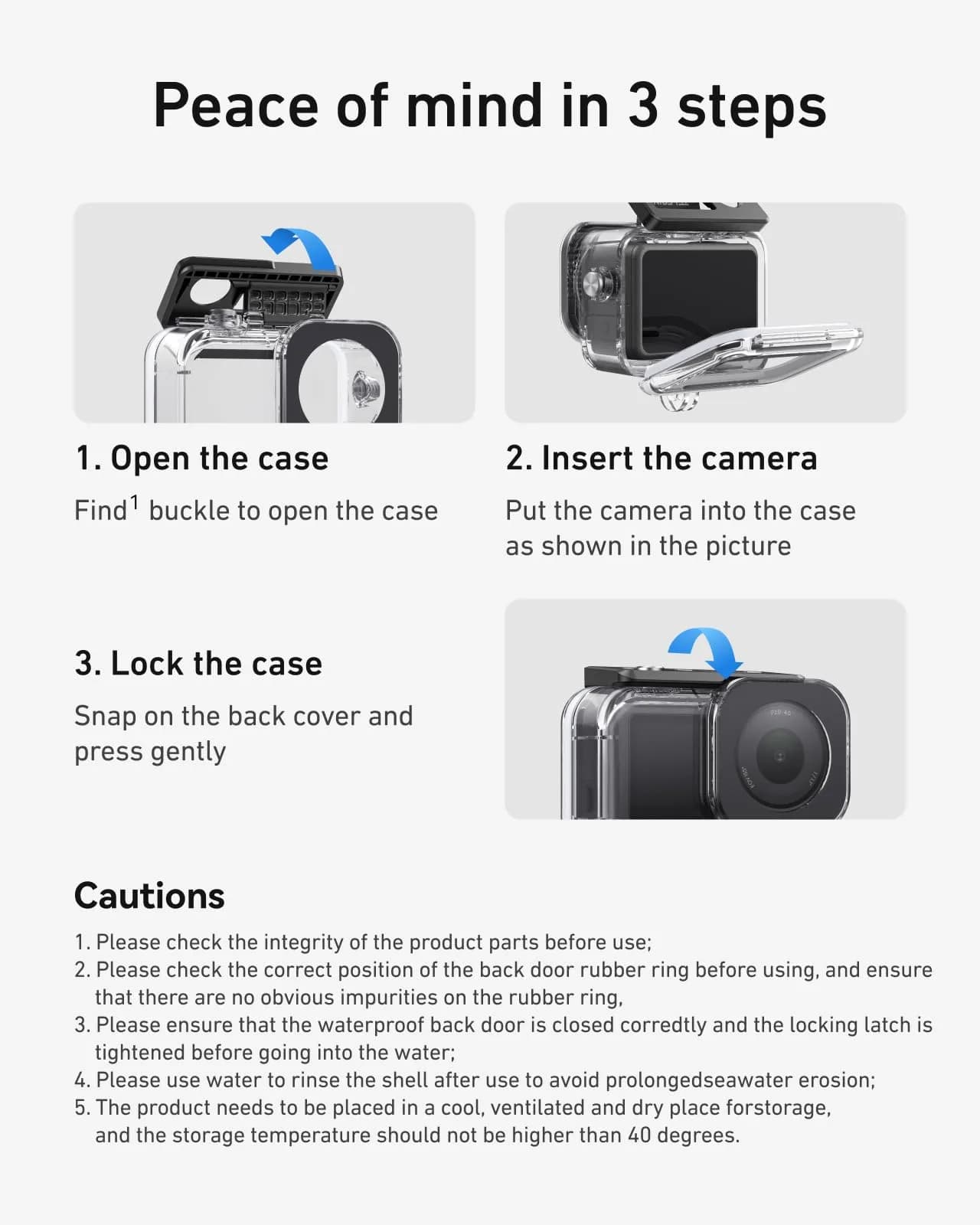 TELESIN Waterproof Case for DJI Osmo Action 6 Camera | 60m (196ft) Deep Diving Housing - view 8