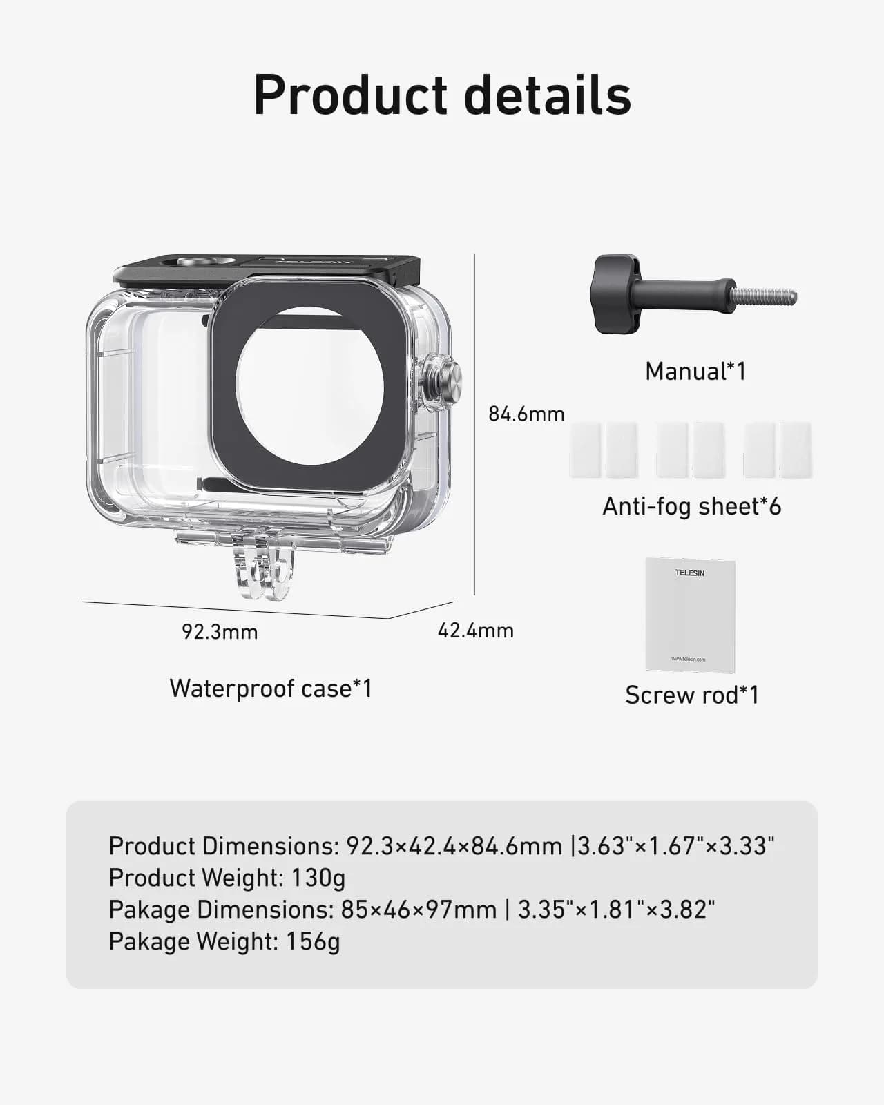 TELESIN Waterproof Case for DJI Osmo Action 6 Camera | 60m (196ft) Deep Diving Housing - view 9