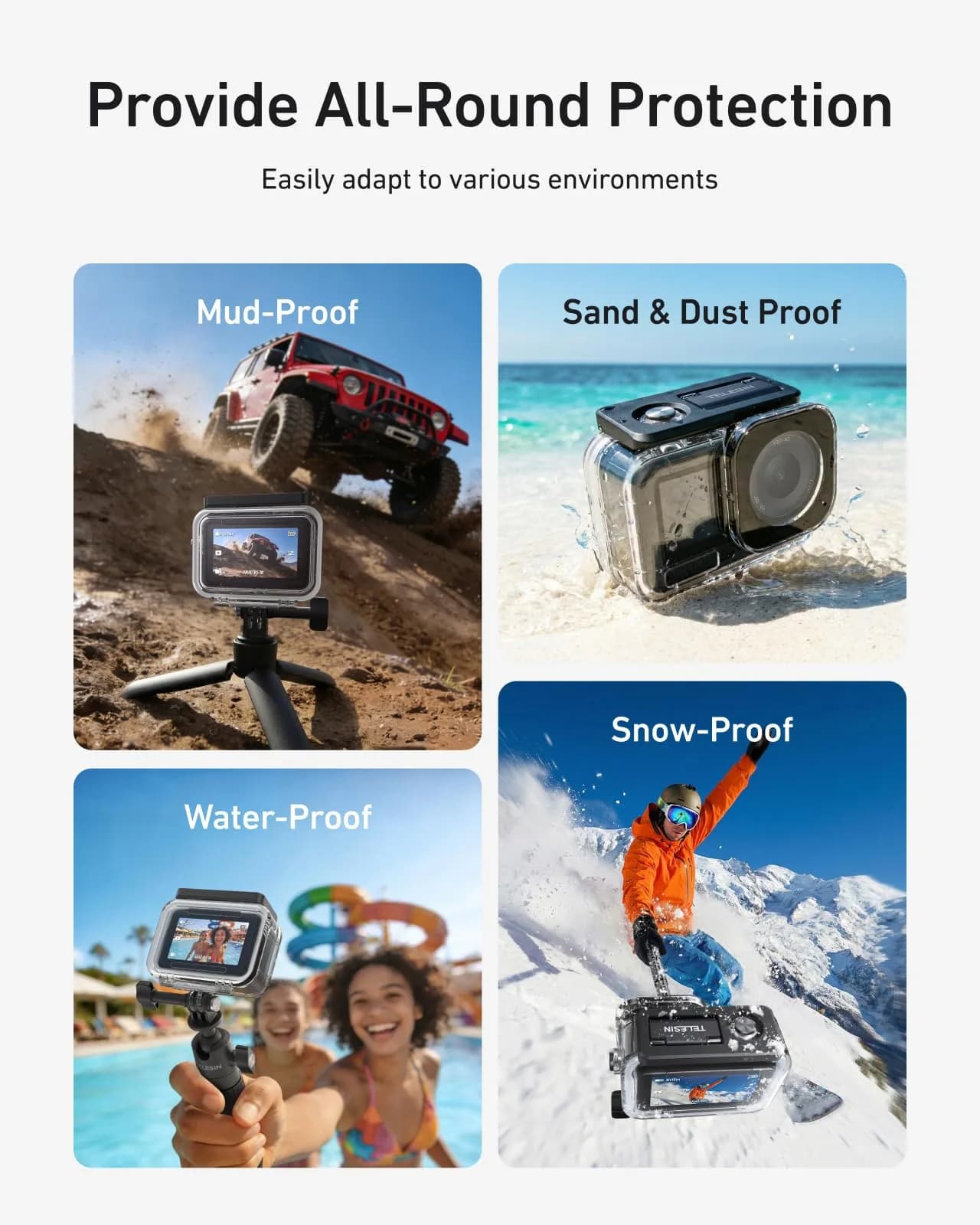 TELESIN Waterproof Case for DJI Osmo Action 6 Camera | 60m (196ft) Deep Diving Housing - view 4