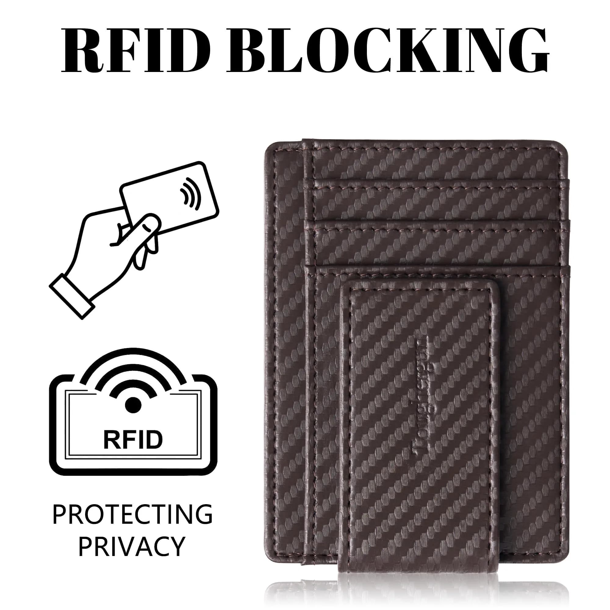 Toughergun Slim Wallet RFID Blocking Money Clip 10.16cm (4") x 7.62cm (3") x 0.76cm (0.3") | Minimalist Front Pocket Card Holder - view 6