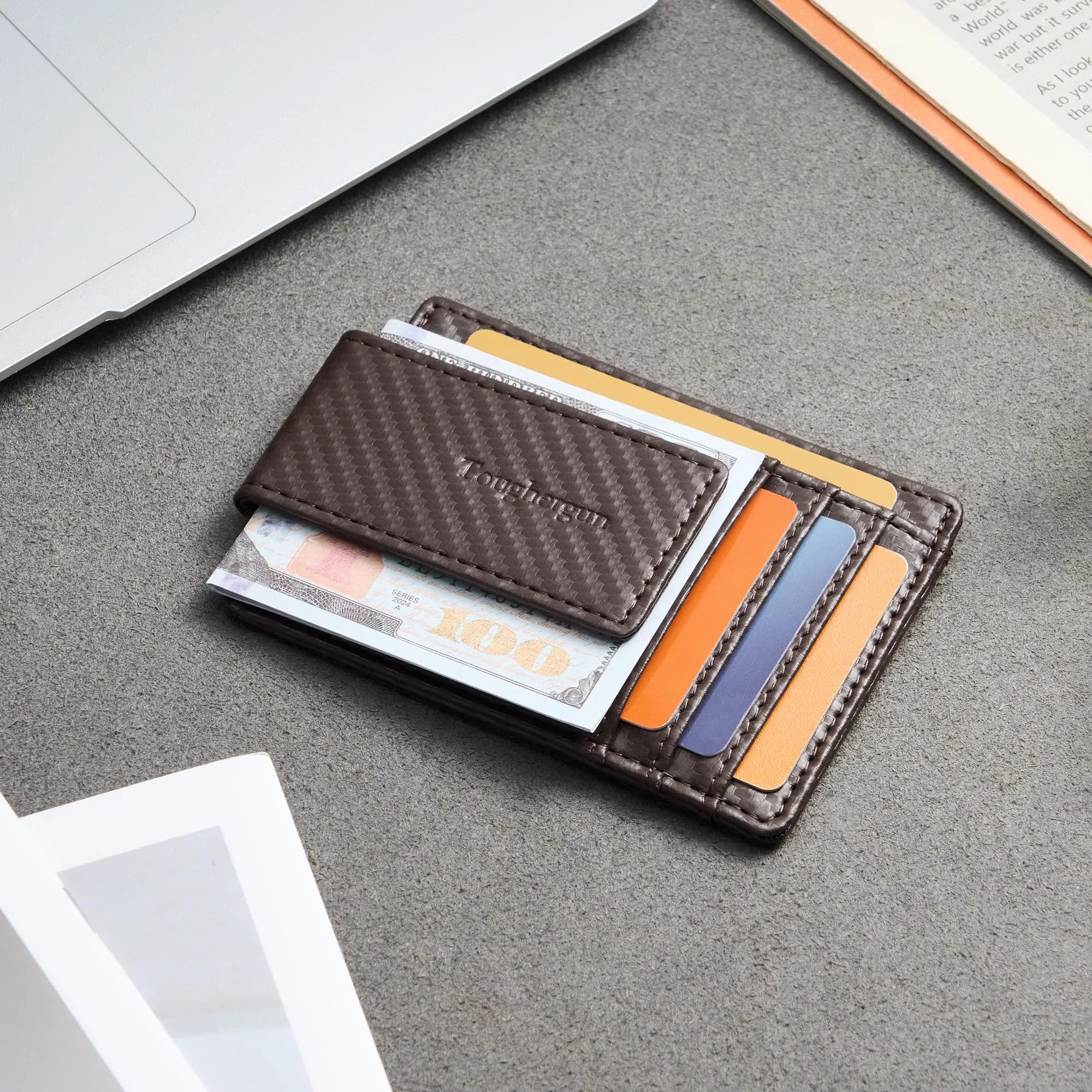 Toughergun Slim Wallet RFID Blocking Money Clip 10.16cm (4") x 7.62cm (3") x 0.76cm (0.3") | Minimalist Front Pocket Card Holder - view 3