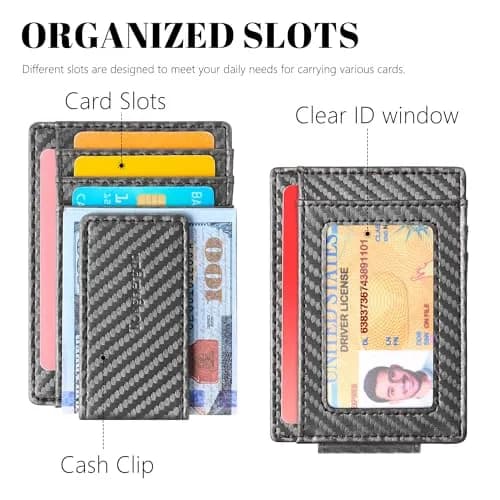 Toughergun Slim Wallet RFID Blocking Money Clip 8.5 cm (3.35 in) | Magnetic Thin Front Pocket Credit Card Holder thumbnail 4