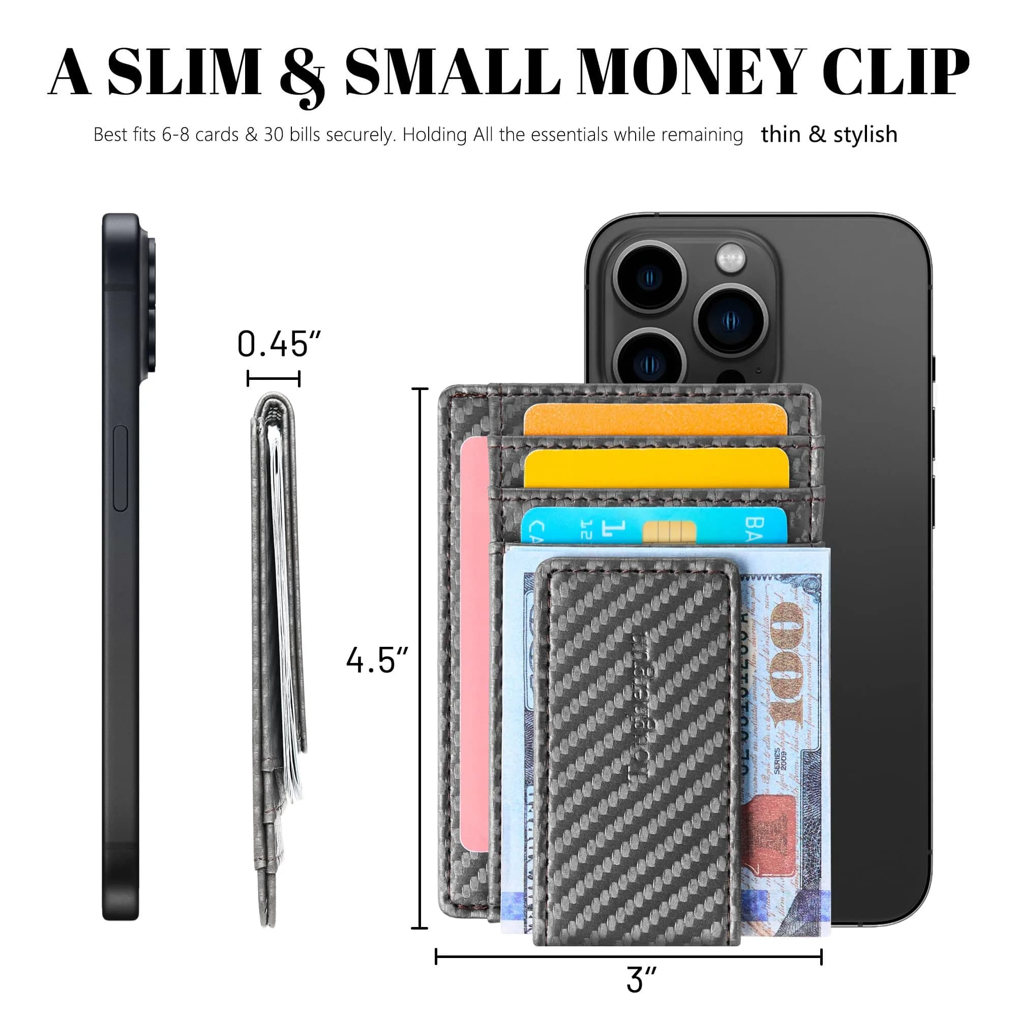 Toughergun Slim Wallet RFID Blocking Money Clip 8.5 cm (3.35 in) | Magnetic Thin Front Pocket Credit Card Holder - view 7
