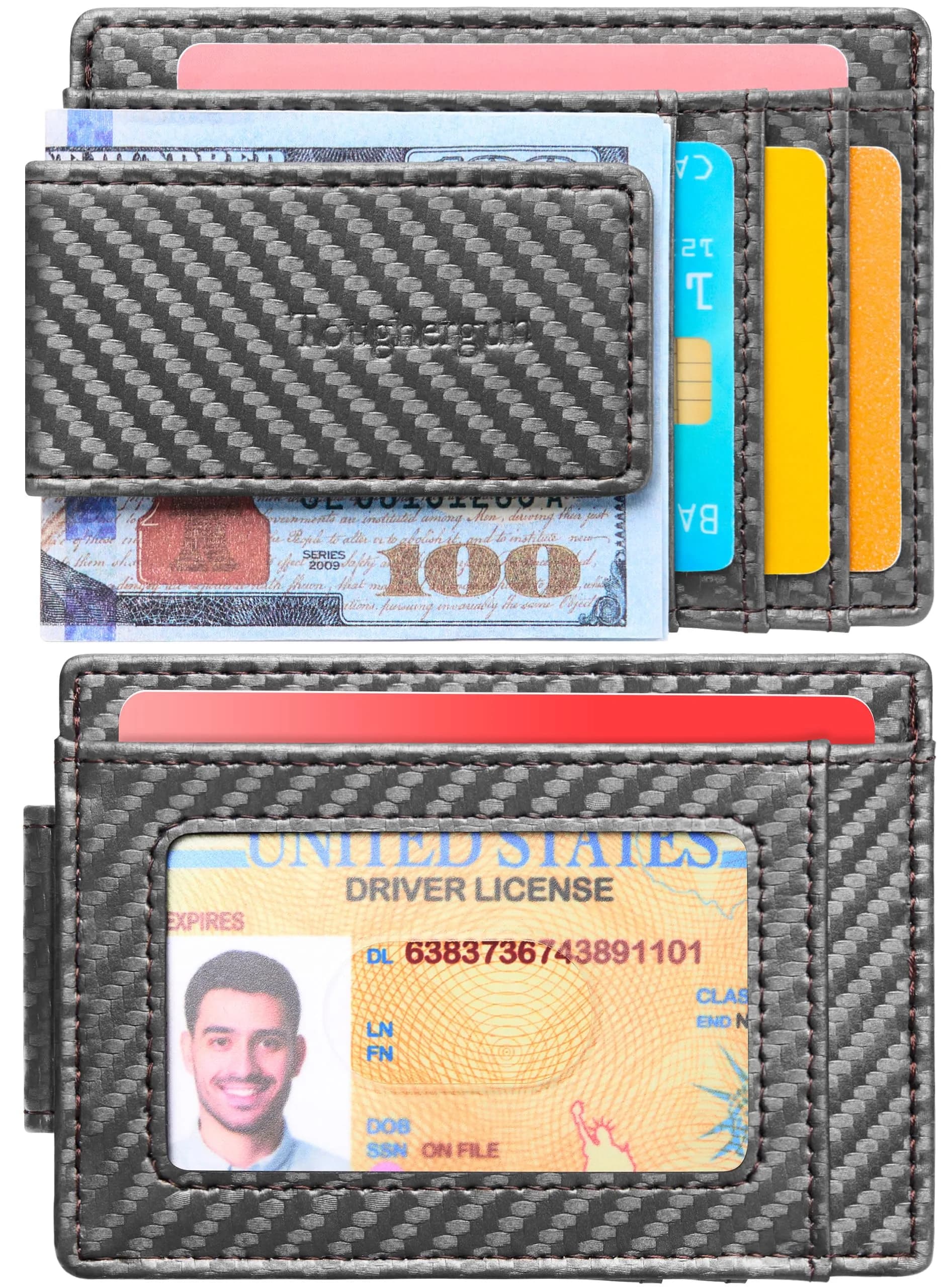 Toughergun Slim Wallet RFID Blocking Money Clip 8.5 cm (3.35 in) | Magnetic Thin Front Pocket Credit Card Holder - view 2