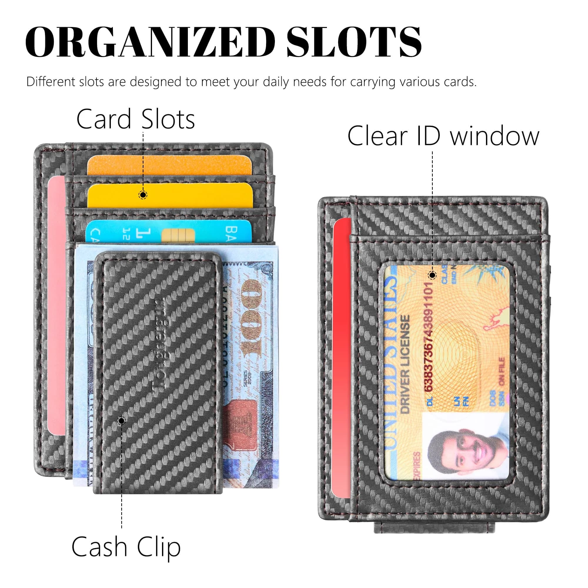 Toughergun Slim Wallet RFID Blocking Money Clip 8.5 cm (3.35 in) | Magnetic Thin Front Pocket Credit Card Holder - view 4