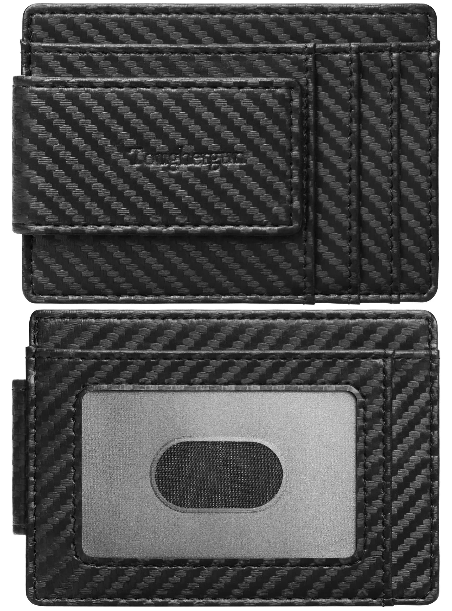 Toughergun Slim Wallet RFID Blocking Money Clip 10.16cm x 7.62cm x 0.76cm | Magnetic Front Pocket Card Holder