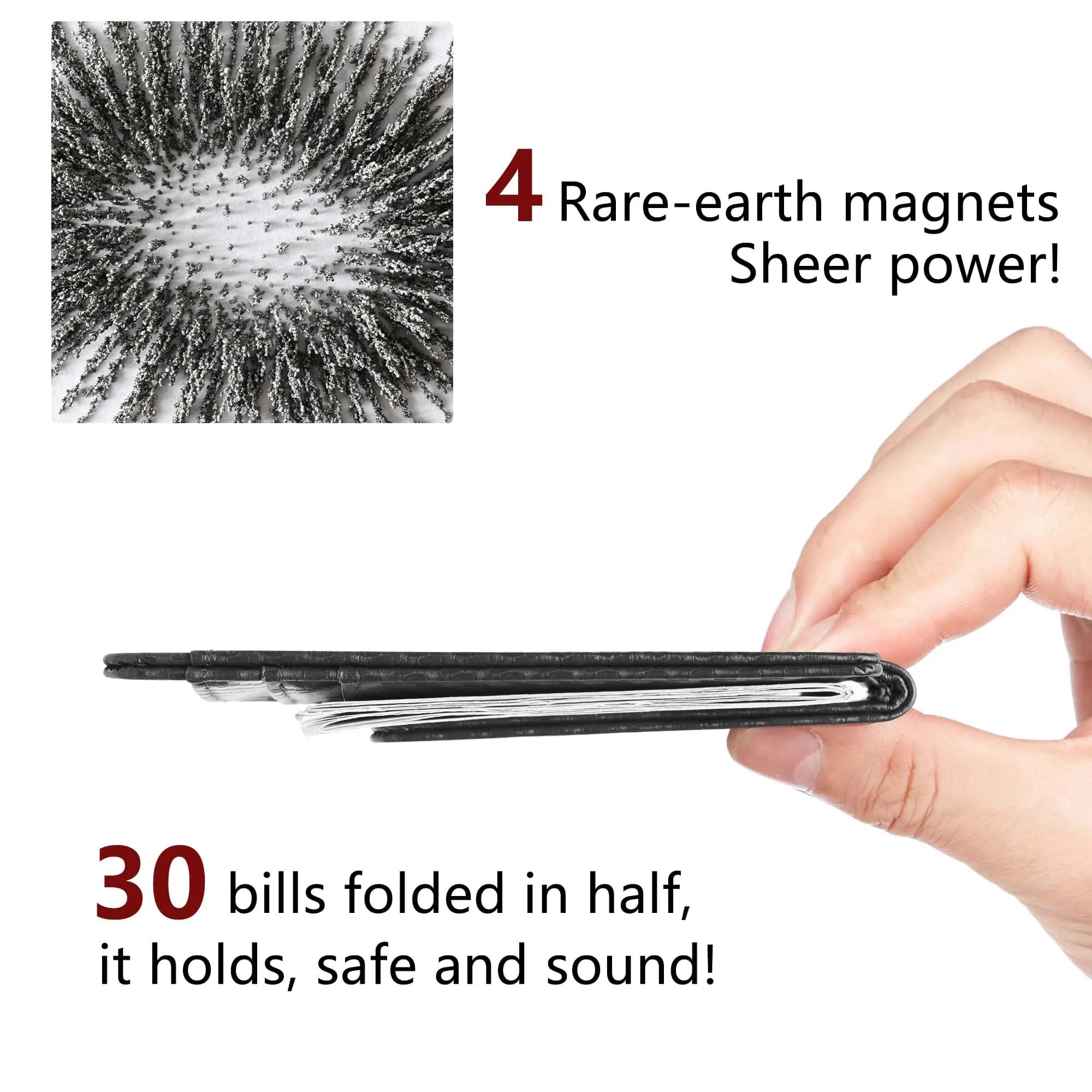 Toughergun Slim Wallet RFID Blocking Money Clip 10.16cm x 7.62cm x 0.76cm | Magnetic Front Pocket Card Holder - view 5