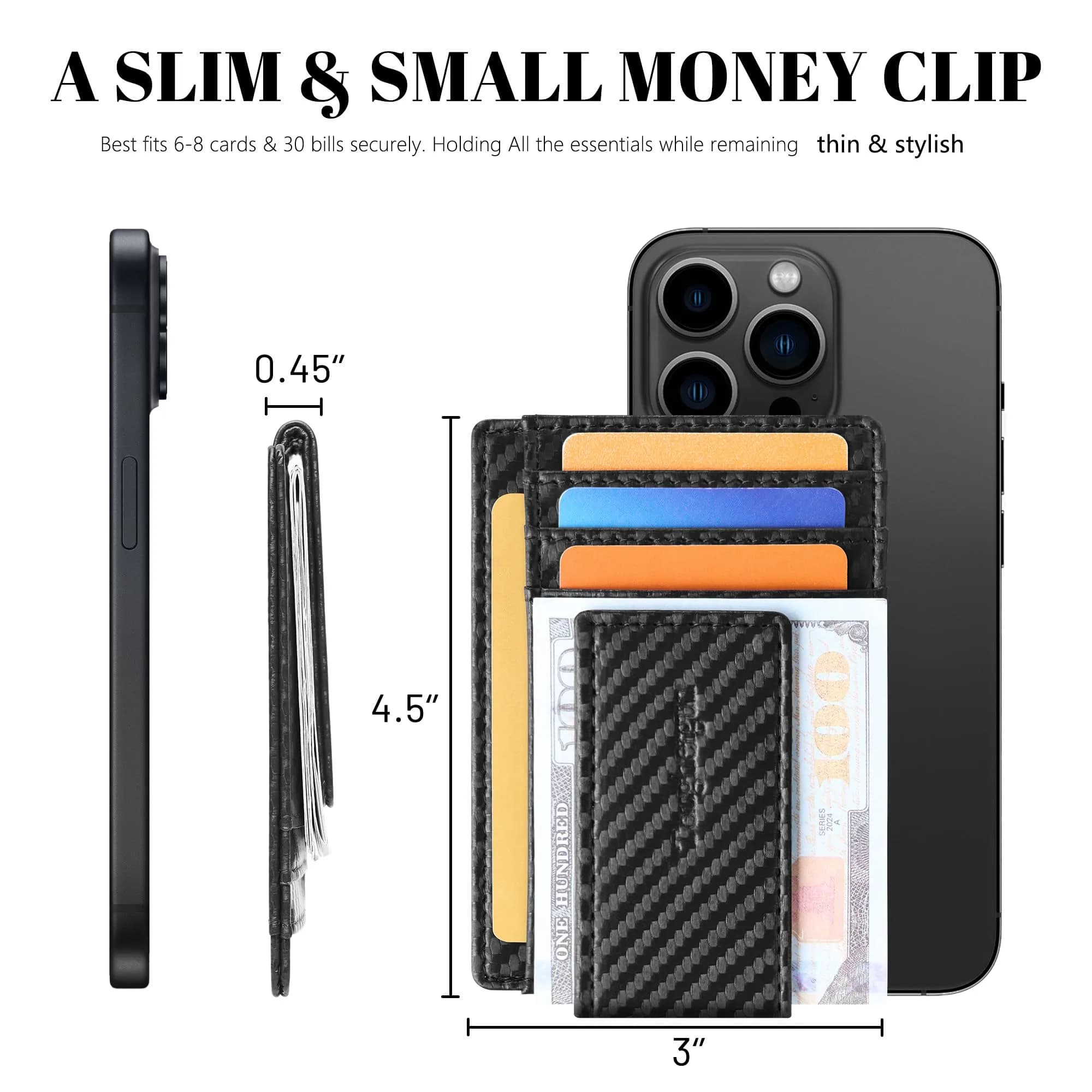 Toughergun Slim Wallet RFID Blocking Money Clip 10.16cm x 7.62cm x 0.76cm | Magnetic Front Pocket Card Holder - view 7