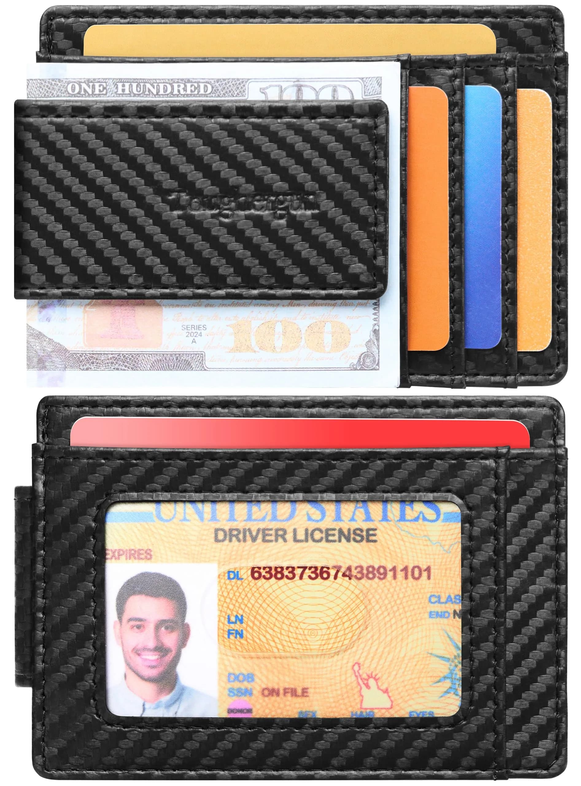 Toughergun Slim Wallet RFID Blocking Money Clip 10.16cm x 7.62cm x 0.76cm | Magnetic Front Pocket Card Holder - view 2