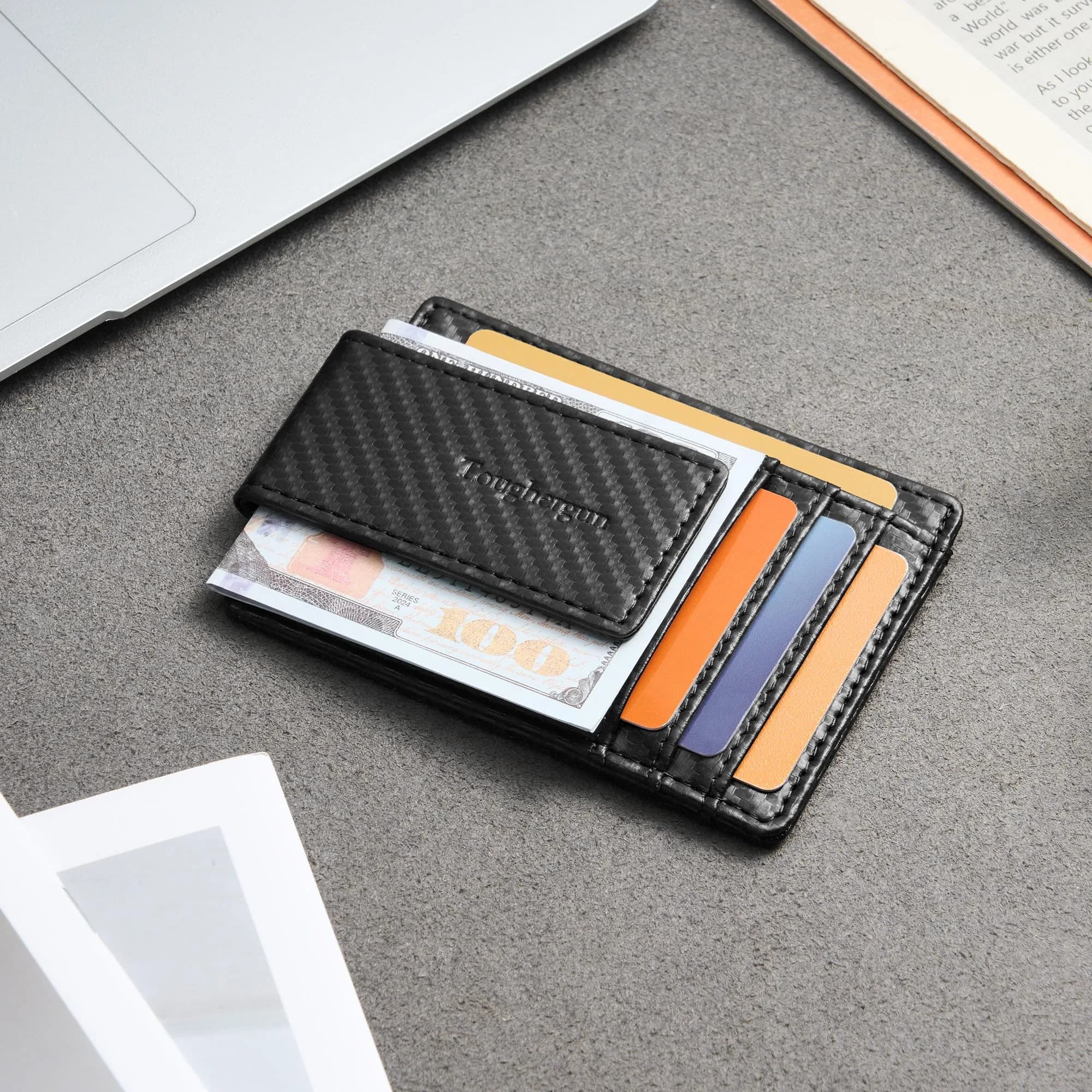 Toughergun Slim Wallet RFID Blocking Money Clip 10.16cm x 7.62cm x 0.76cm | Magnetic Front Pocket Card Holder - view 3